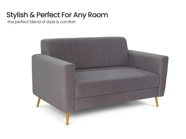 Tulip Upholstered 3 Seater Sofa in Grey Color With Rio Centre Table